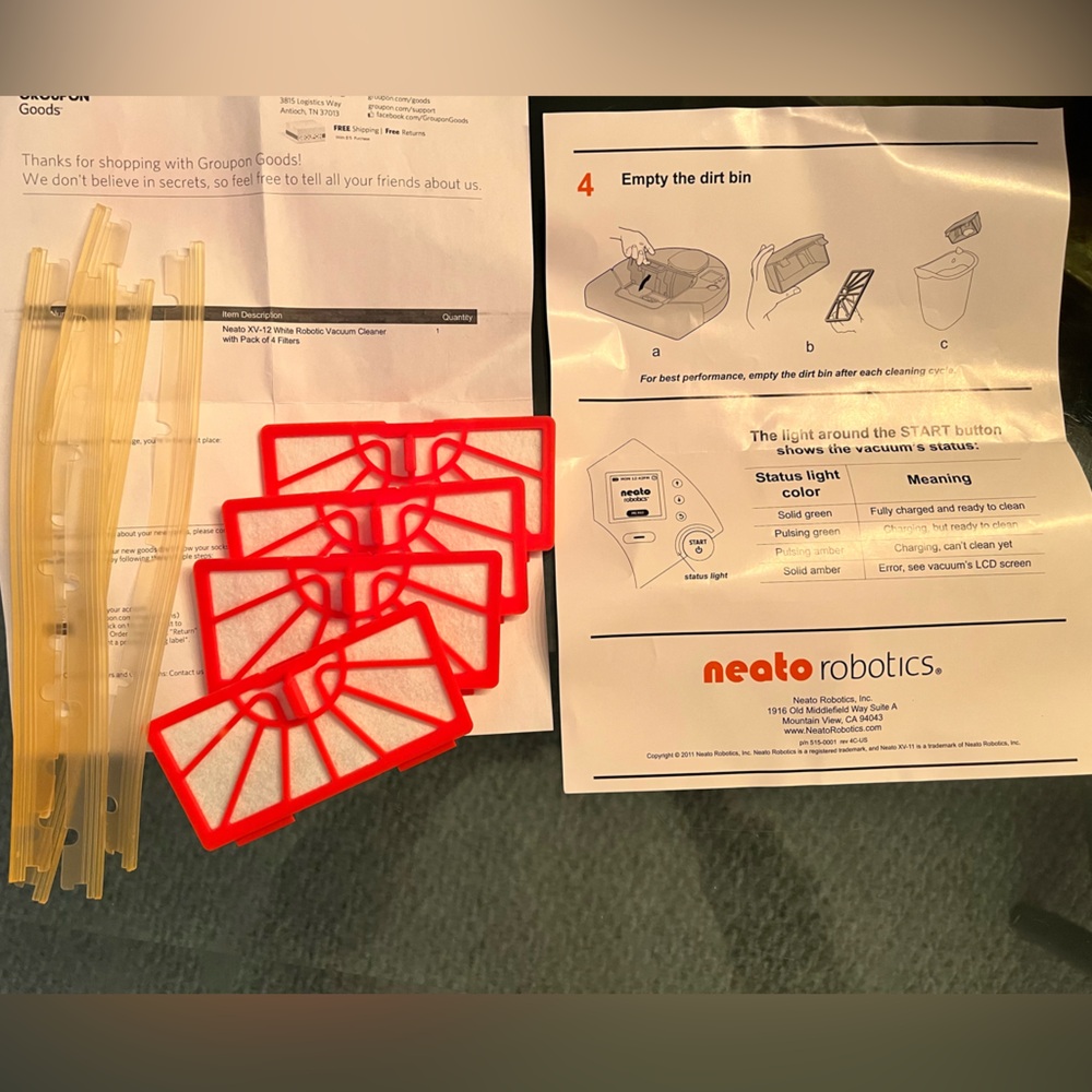 Neato XV-12 pack of 4 filters and 5 Squeegees